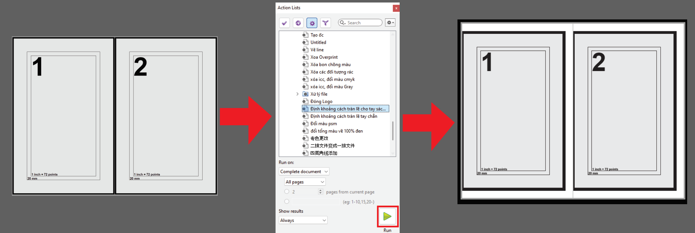 Action Định khoảng cách tràn lề cho tay sách lẻ -Thực hiện bởi Duy-