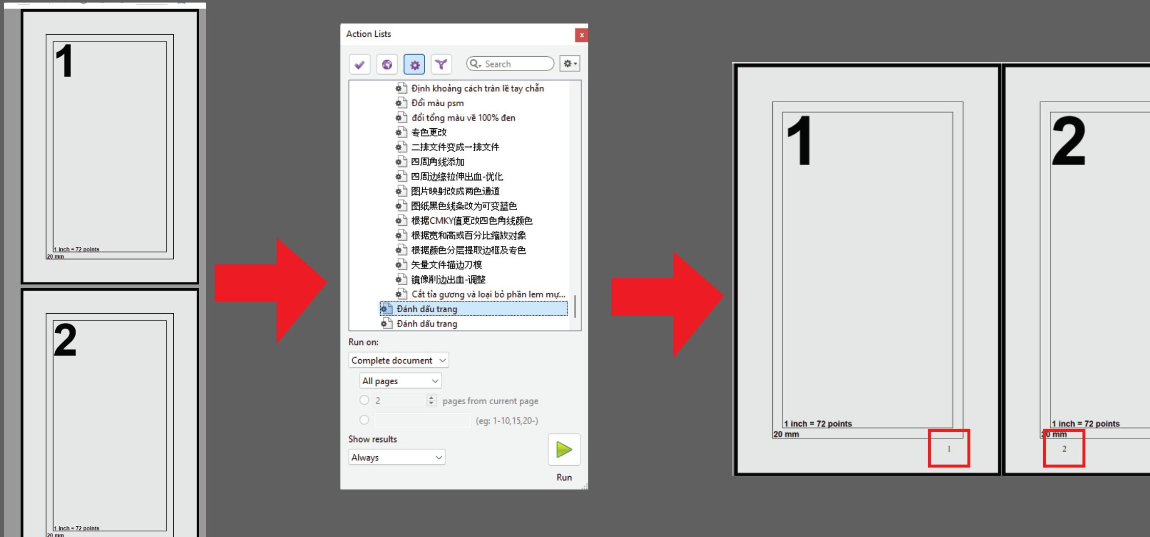 Action Đánh dấu trang