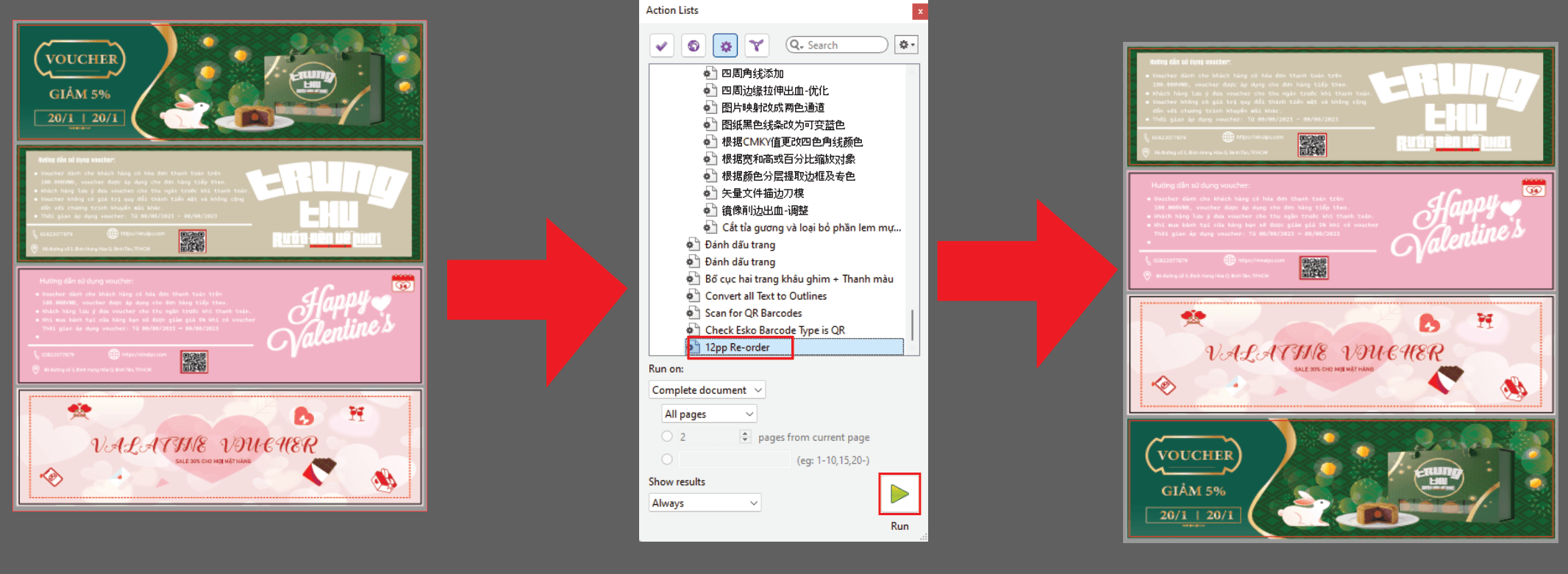 Action Xắp xếp lại thứ tự 12 trang - Thực hiện bởi Duy-